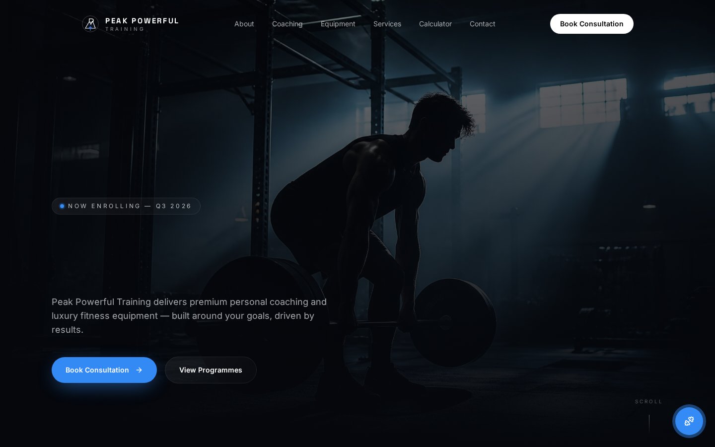 Peak Powerful Training website homepage screenshot