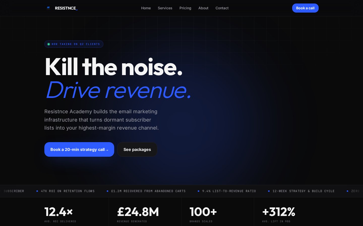 Resistnce Academy website homepage screenshot