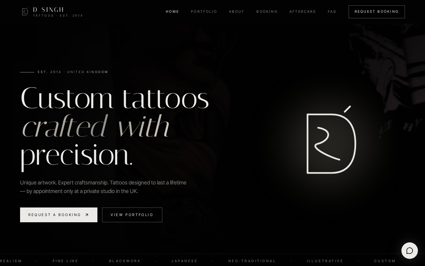 DSingh Tatts website homepage screenshot