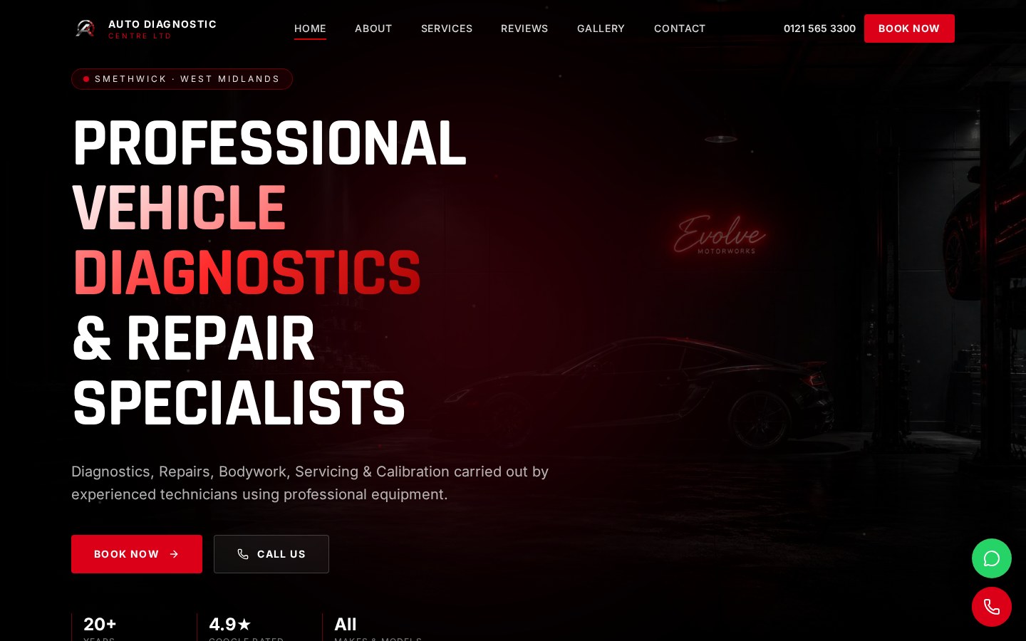 Auto Diagnostic Centre website homepage screenshot